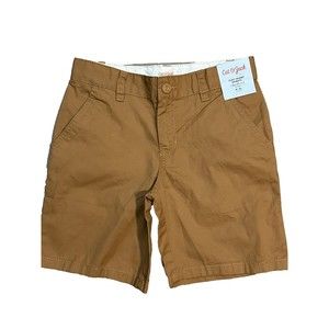 NWT Cat and Jack Brown Shorts Boys Youth 8 Cotton Blend flat front pockets
